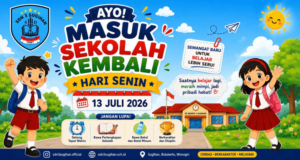 Ayo Kembali ke Sekolah! SD Negeri 3 Sugihan Sambut Awal Tahun Ajaran 2026/2027 dengan Semangat Baru