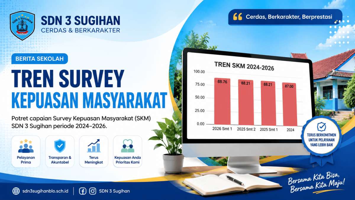 Tren Survei Kepuasan Masyarakat SD Negeri 3 Sugihan Tahun 2024–2026 Menunjukkan Kualitas Pelayanan yang Konsisten